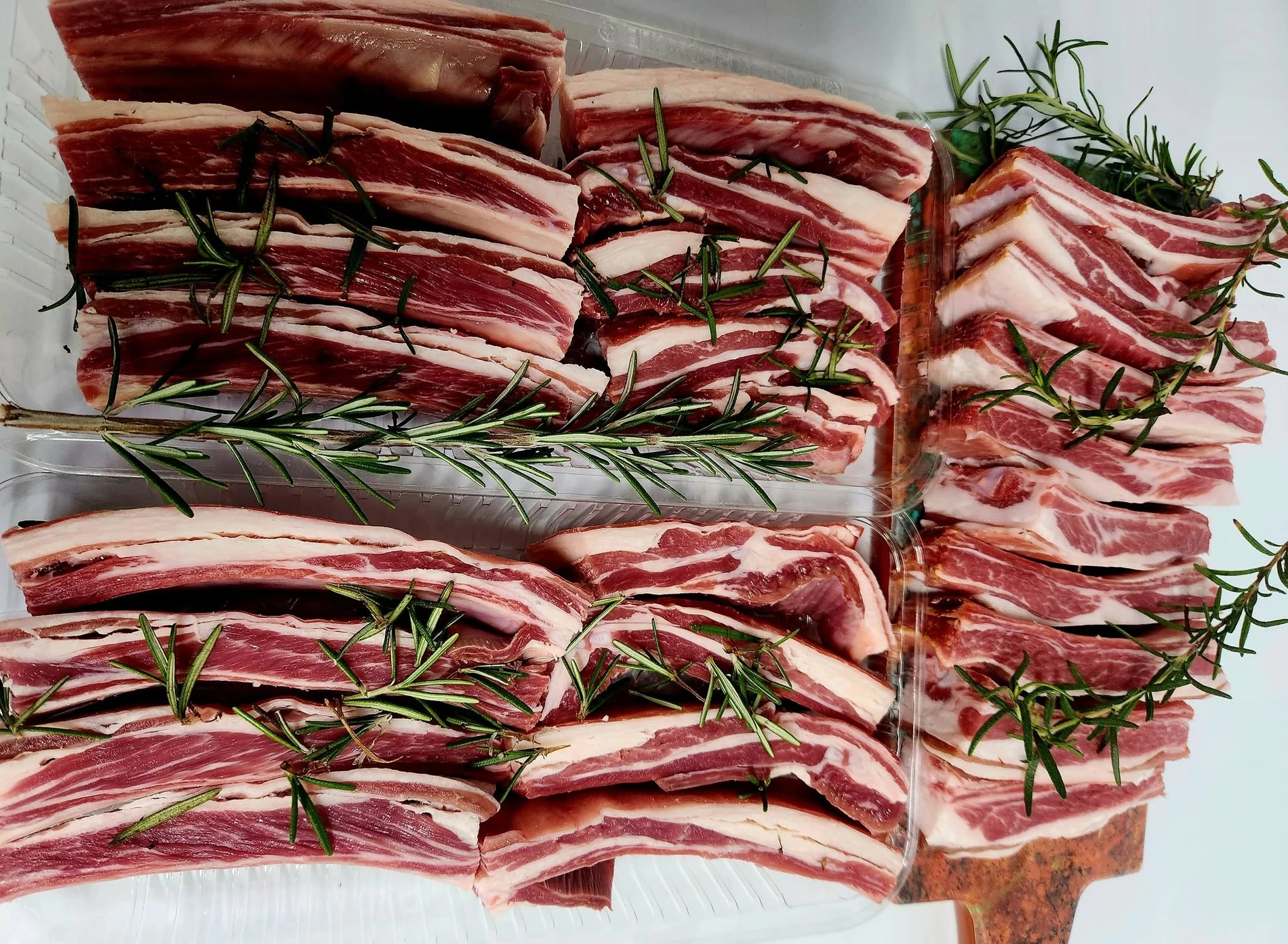 Fresh lamb rib cuts with rosemary prepared at Bianchi's Butchery Cooktown